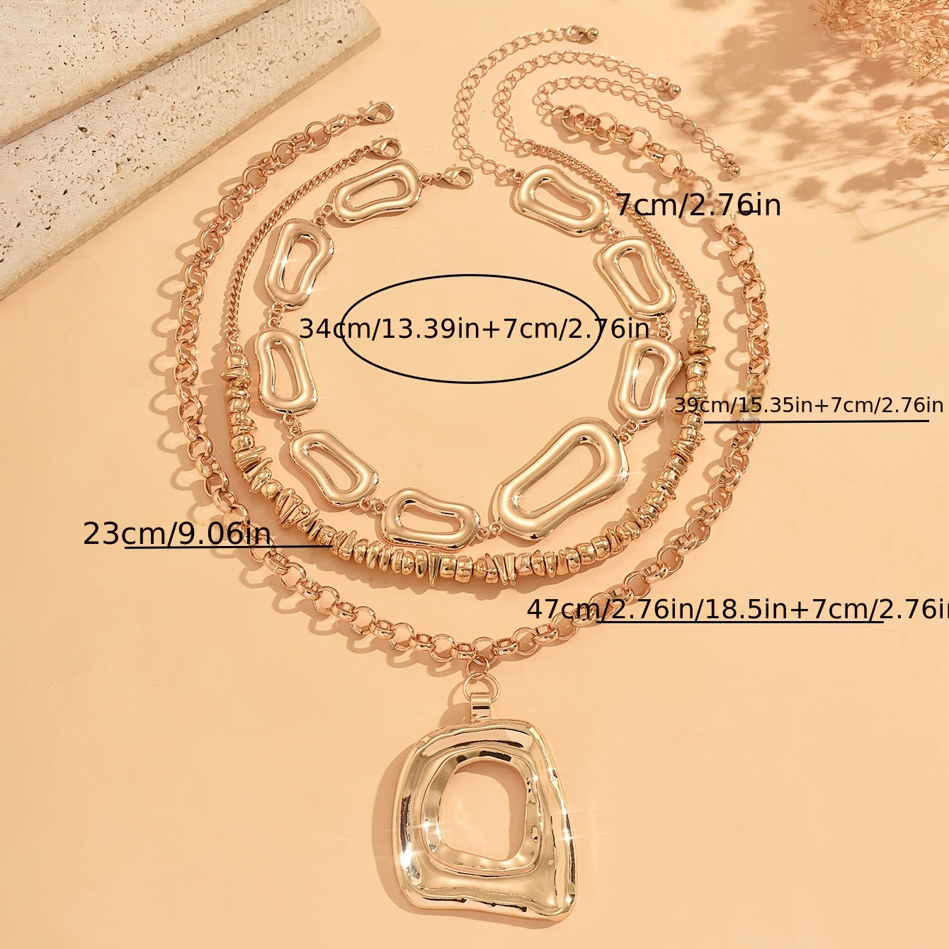 3pcs Set Trendy Multi-Layer Stackable Golden Necklace