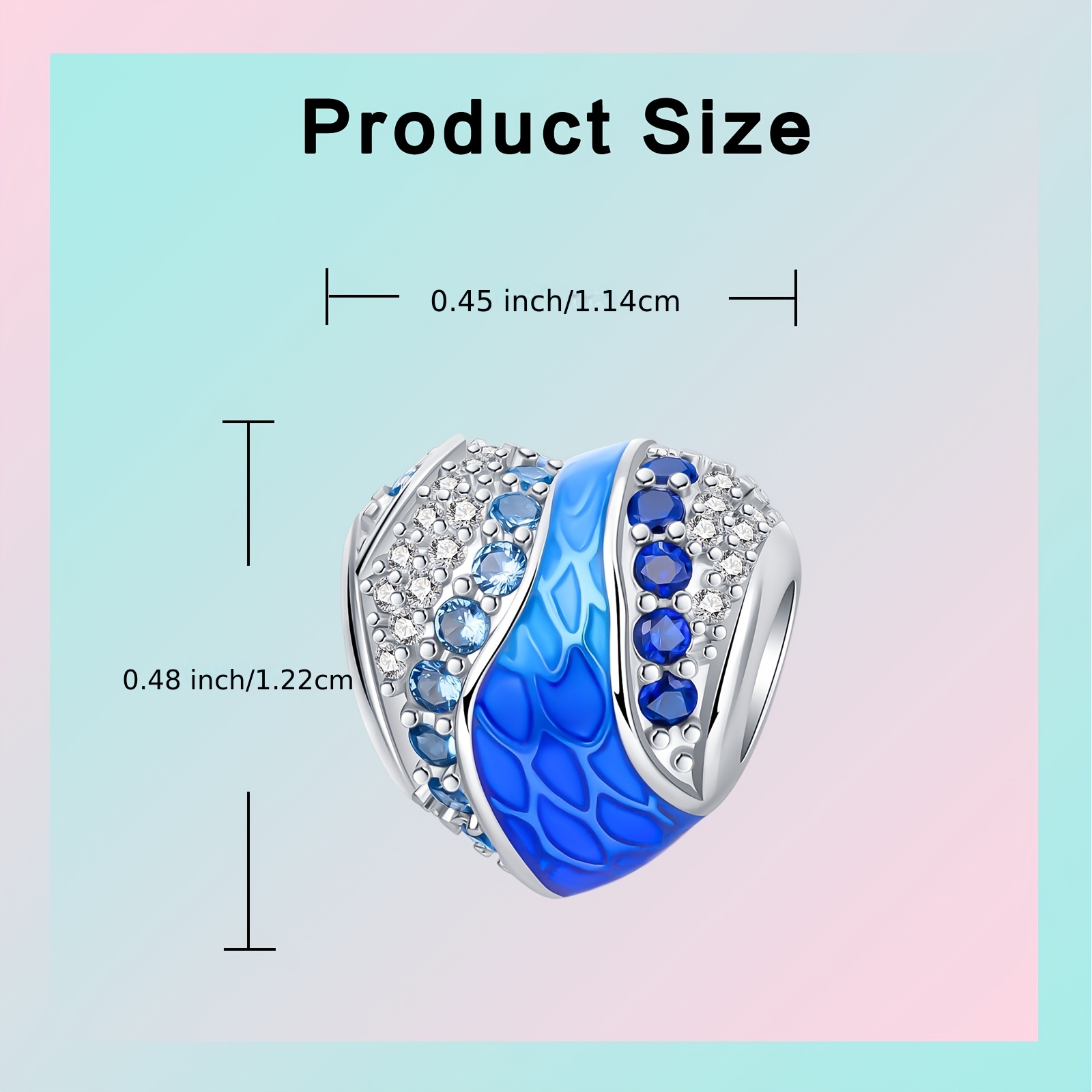 304 Stainless Steel Gradient Blue Heart Charm for DIY Bracelets