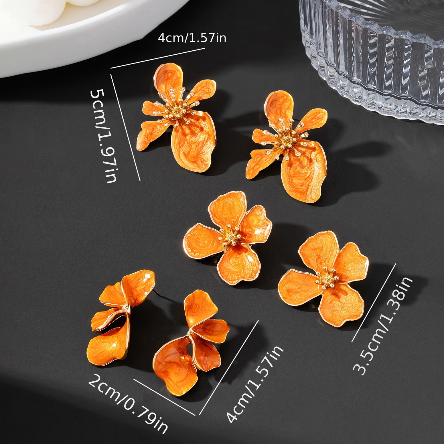 3 Pairs Summer Vacation Beach Style Handmade Flower Earring Set