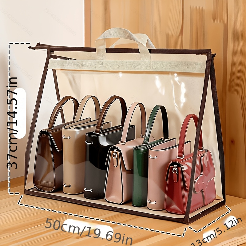 TEMU Transparent Dustproof Bag Storage Organizer With Handle For . Large Capacity Allows Multiple Bags To Be . Provides Instant Visibility. Zipper