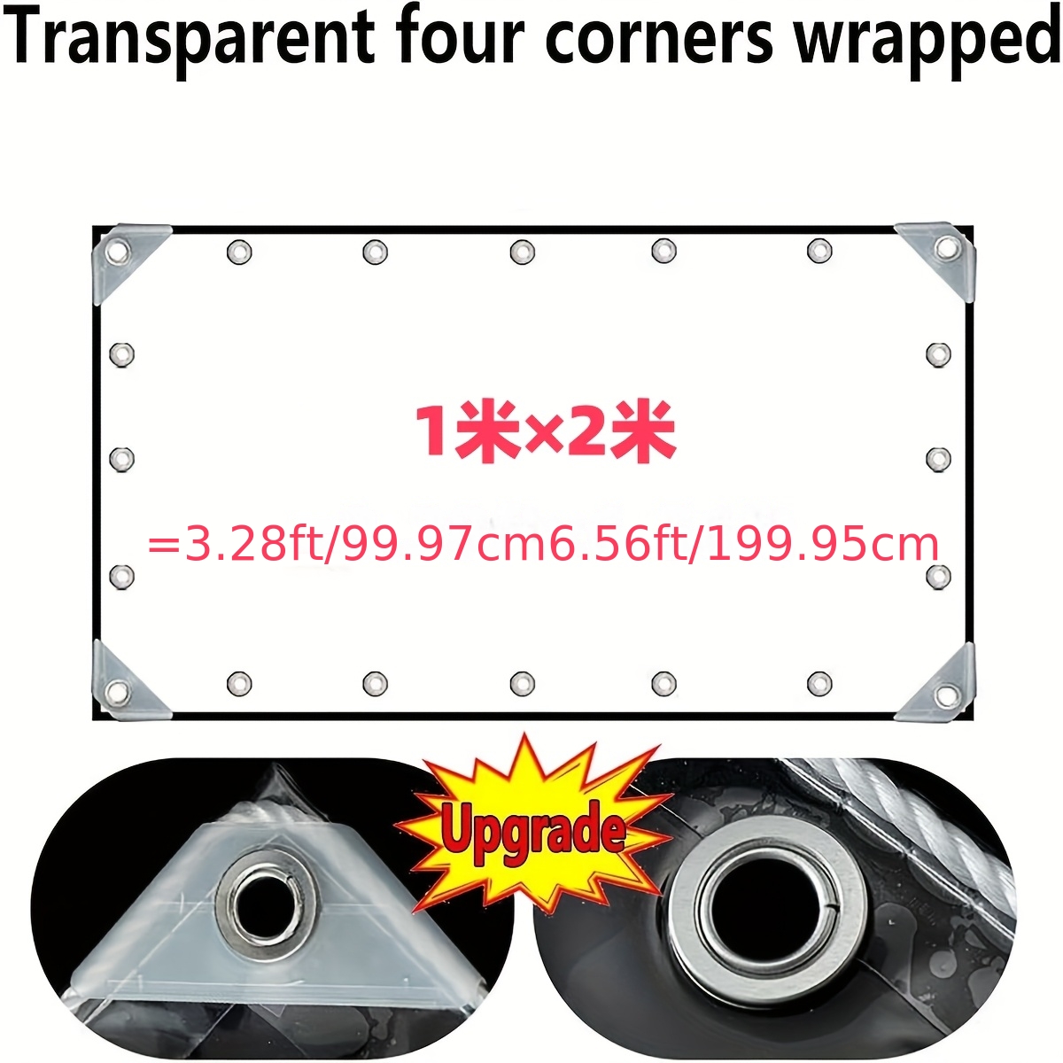TEMU 20 Mil Thickened Transparent Pvc Waterproof Tarpaulin Heavy Duty Rainproof Windproof Dustproof Tarpaulin Edge Reinforcement With Golden Metal