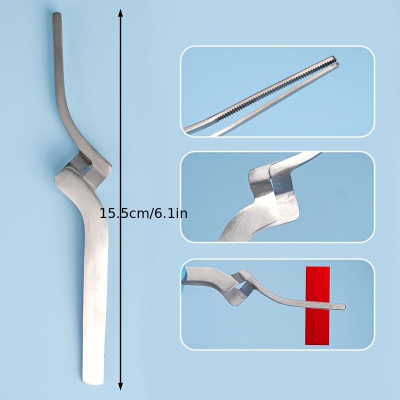 TEMU 1pc Industrial Laboratory Tweezers, With Handle Straight Head Elbow Tweezers, Hand Tools