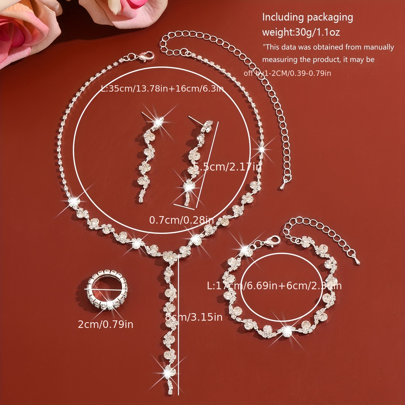 Luxury 4pcs Bridal Jewellery Set, Sparkling Gift