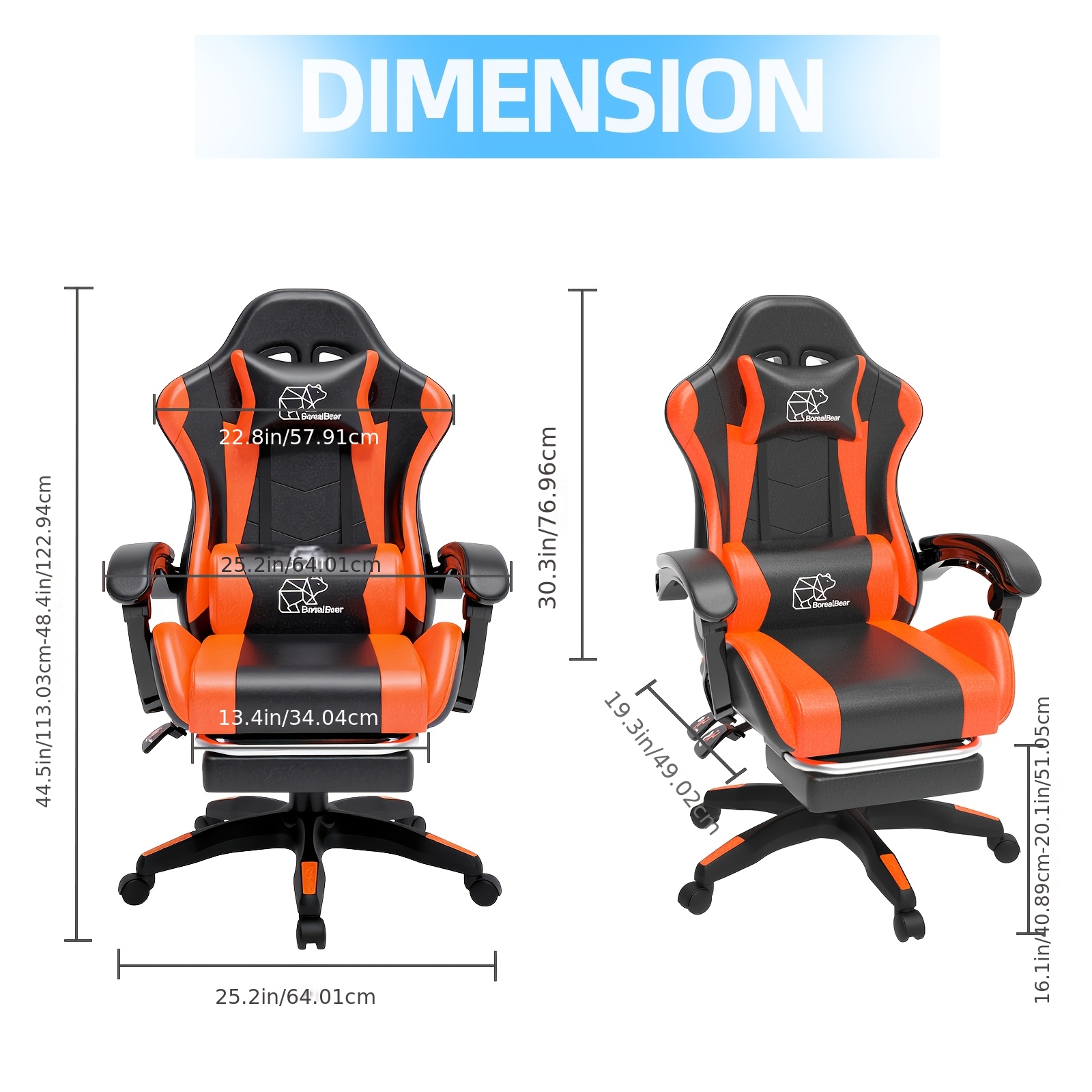 1pc Heavy-Duty Manual Recline E-Sports Chair Suitable for Adults & - Adjustable Footrest/Lumbar Support Gaming Desk Chair with Fixed Armrests, High-Padding Ergonomic Seat for Home Office Computer Chair, Modern for Home and Office Use