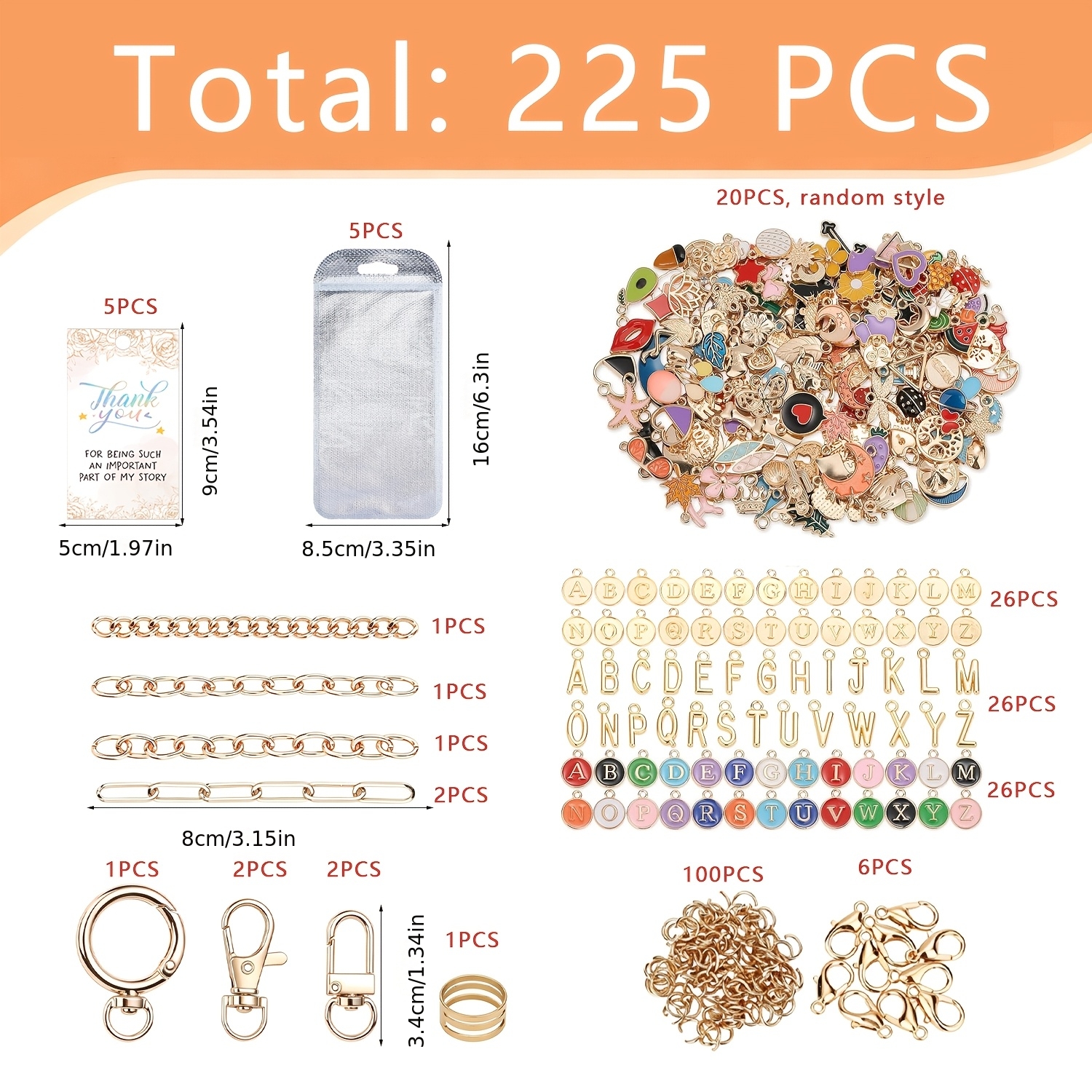 TEMU Lot de 225 pièces de charnières de porte à chaîne variées, boucles à anneau rond, boucles à verrou de . Inclut un sac en carton pour anneaux,