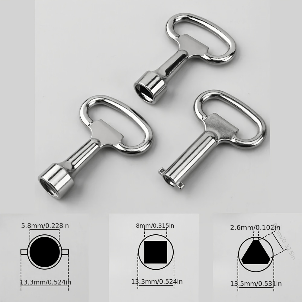 TEMU 3pcs Set Of Right Angle Wrenches, Triangle Wrench And Square Wrench, Suitable For Faucet Ventilation Key, Stainless Steel Electric Cabinet Door