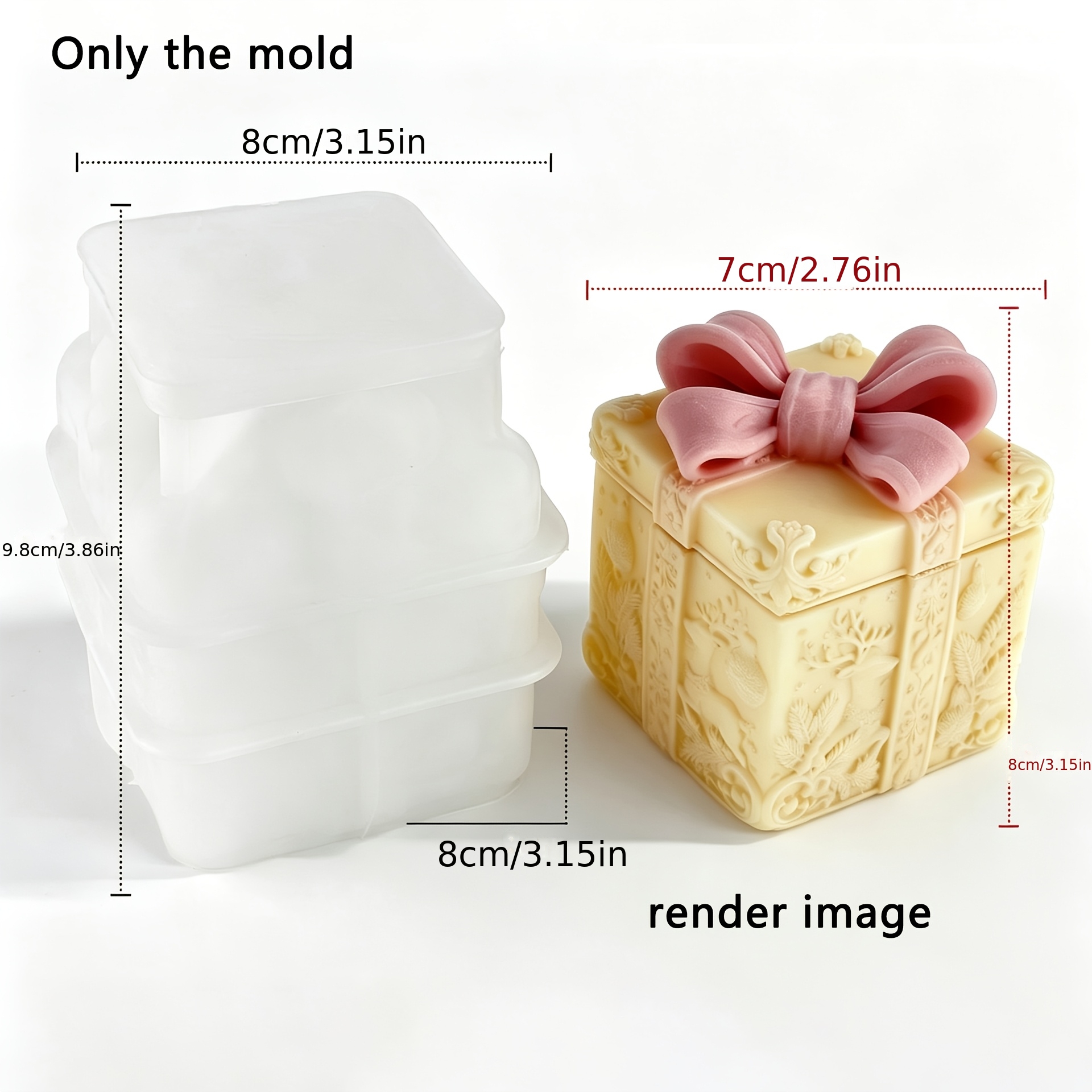 TEMU Jdh Silicone Christmas Storage Box Mold Set, Reusable And Easy To Demold, Sturdy And Durable, Molds For Flower Vases,, Candles, Soap, Plaster,