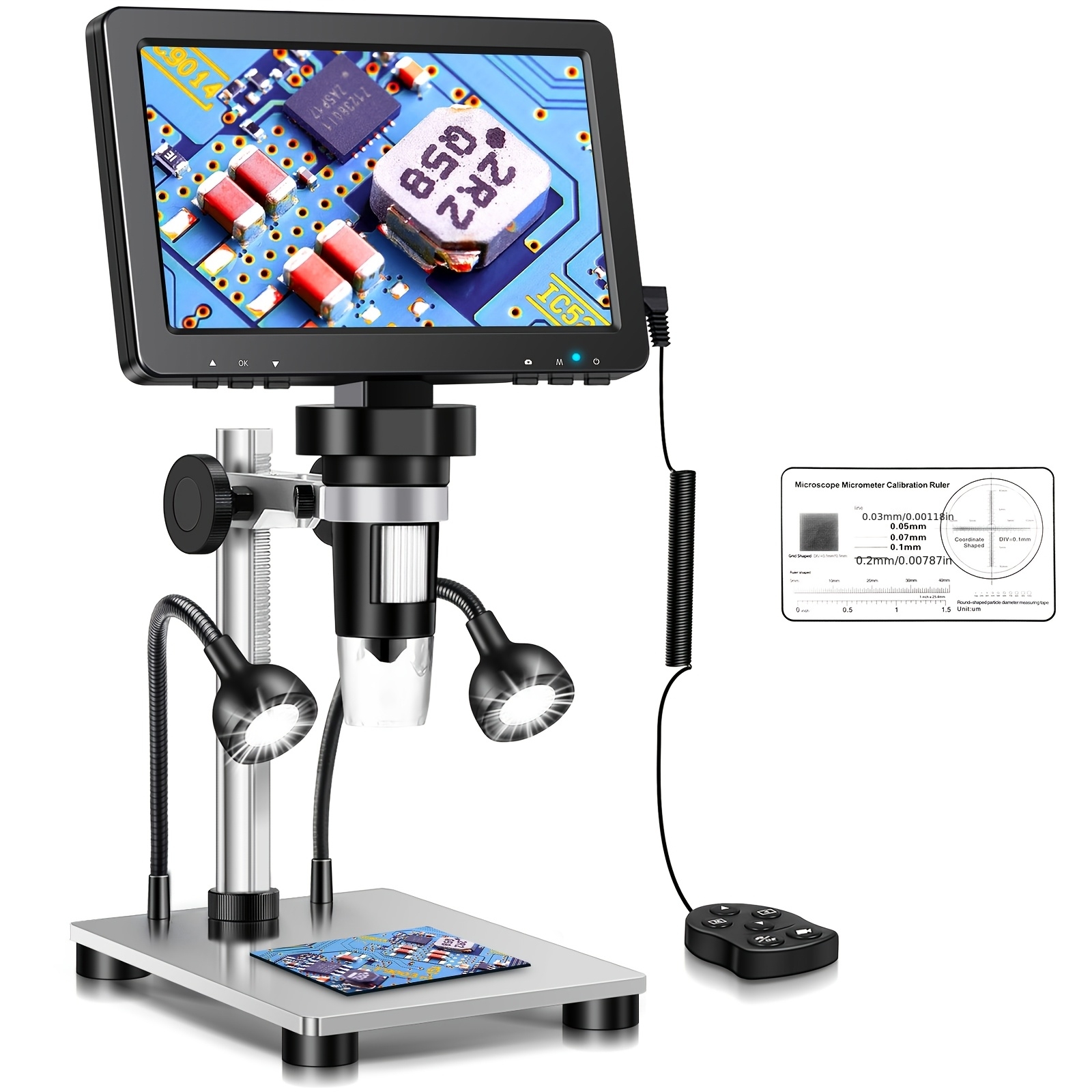 TEMU 7'' Lcd Digital Microscope 1200x, 1080p Coin Microscope With 12mp Camera Sensor, 10 Led Lights - Microscope For Adults, Windows Compatible