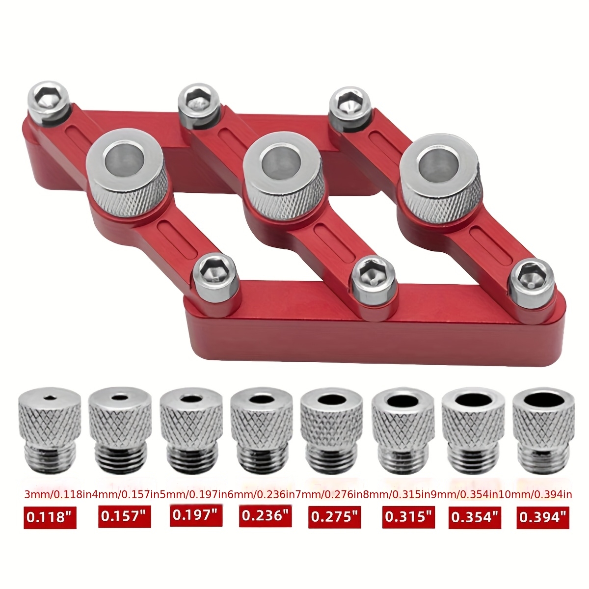 E-shop DIY Holzbearbeitungs-Werkzeugsatz zum Bohren von Verbindungslöchern. Aluminium selbstzentrierende Führungsplatte, 3-10mm Bohrerset. Präzise .