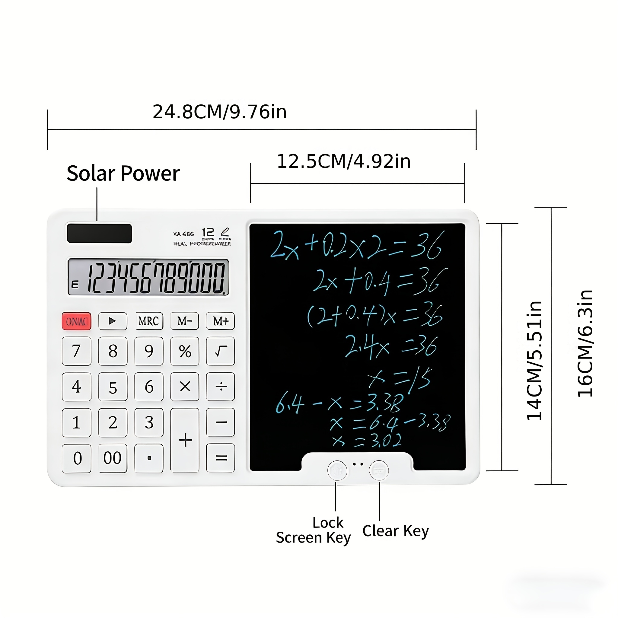 solar powered calculator with notepad display quiet large buttons ideal for   home and business modern touchscreen durable structure electronic components included battery not included Product details 3