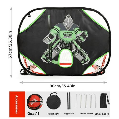 portable folding ice hockey goal dual use hockey shooting training net ice hockey practice no installation required