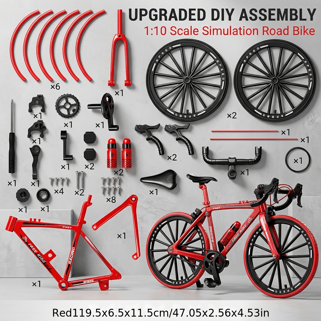 TEMU 1:10 Scale Bicycle Assembly Model Diy Ornament