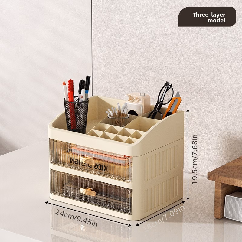 a large capacity thickened multi layer stationery home skincare makeup organizer Product details 1