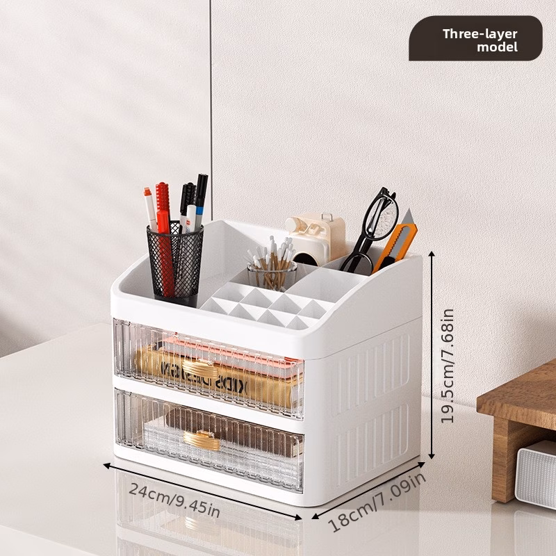a large capacity thickened multi layer stationery home skincare makeup organizer Product details 0