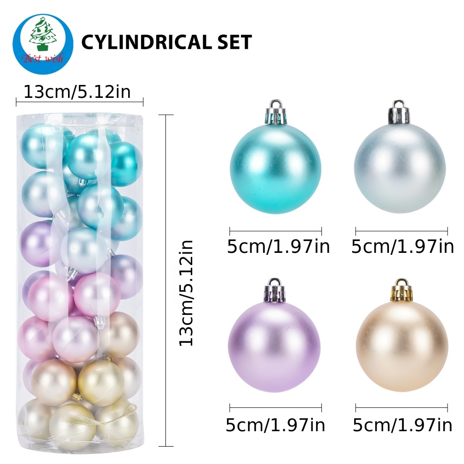 Image of 40pcs 5cm Frosted Christmas Balls Christmas Tree Ornaments Gradient Christmas Balls Christmas Decorations Party Decorations Wedding Scene Decorations Bohemian Style