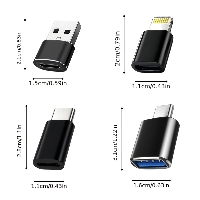 8 adaptadores usb a tipo-c | convertidores lightning a tipo-c, adaptadores tipo-c a usb para laptops,  , smartphones, auriculares, micrófonos - marca   Detalles del producto 0