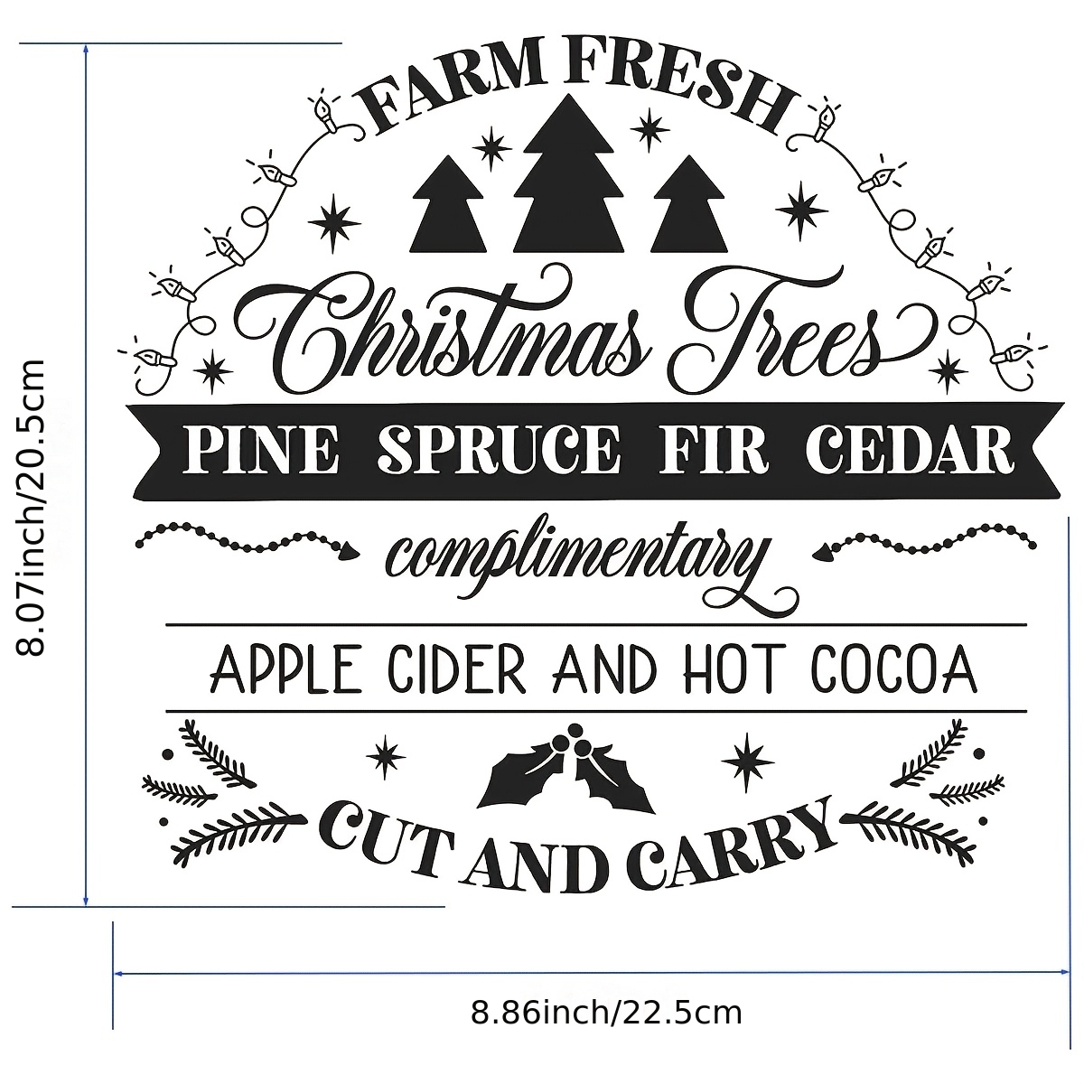 Silkscreen Stencil for Christmas Trees, Reusable Template