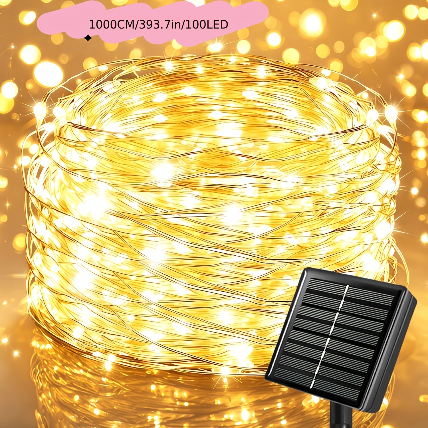 TEMU Lithium Battery High-brightness Outdoor Firefly Silver Wire String Lights, Protection, 300/200/100/50 Led Fairy Copper Wire Lights, Outdoor