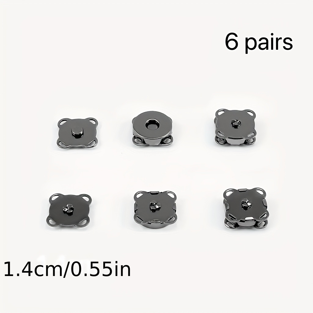 TEMU 6 Sets de boutons-pression magnétiques cousus à de 1,4 cm, matériau métallique durable pour une fixation solide, fixations cachées, 5 couleurs,