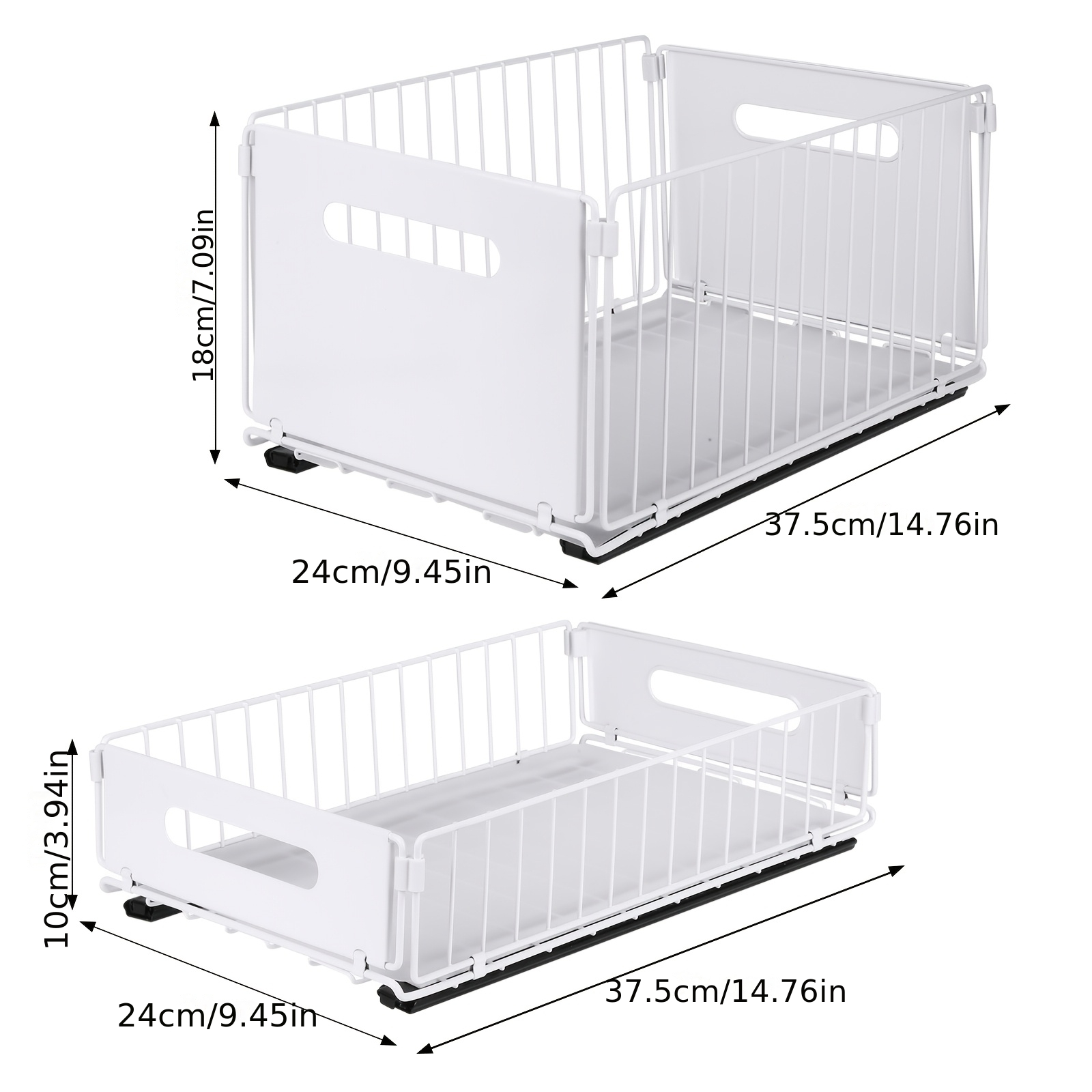 TEMU (2pcs Set, 1 Large And 1 Small) Kitchen Storage Set, Kitchen Shelf With 2 Pull-out Baskets, Cabinet Storage, Golden Storage Rack, High-quality
