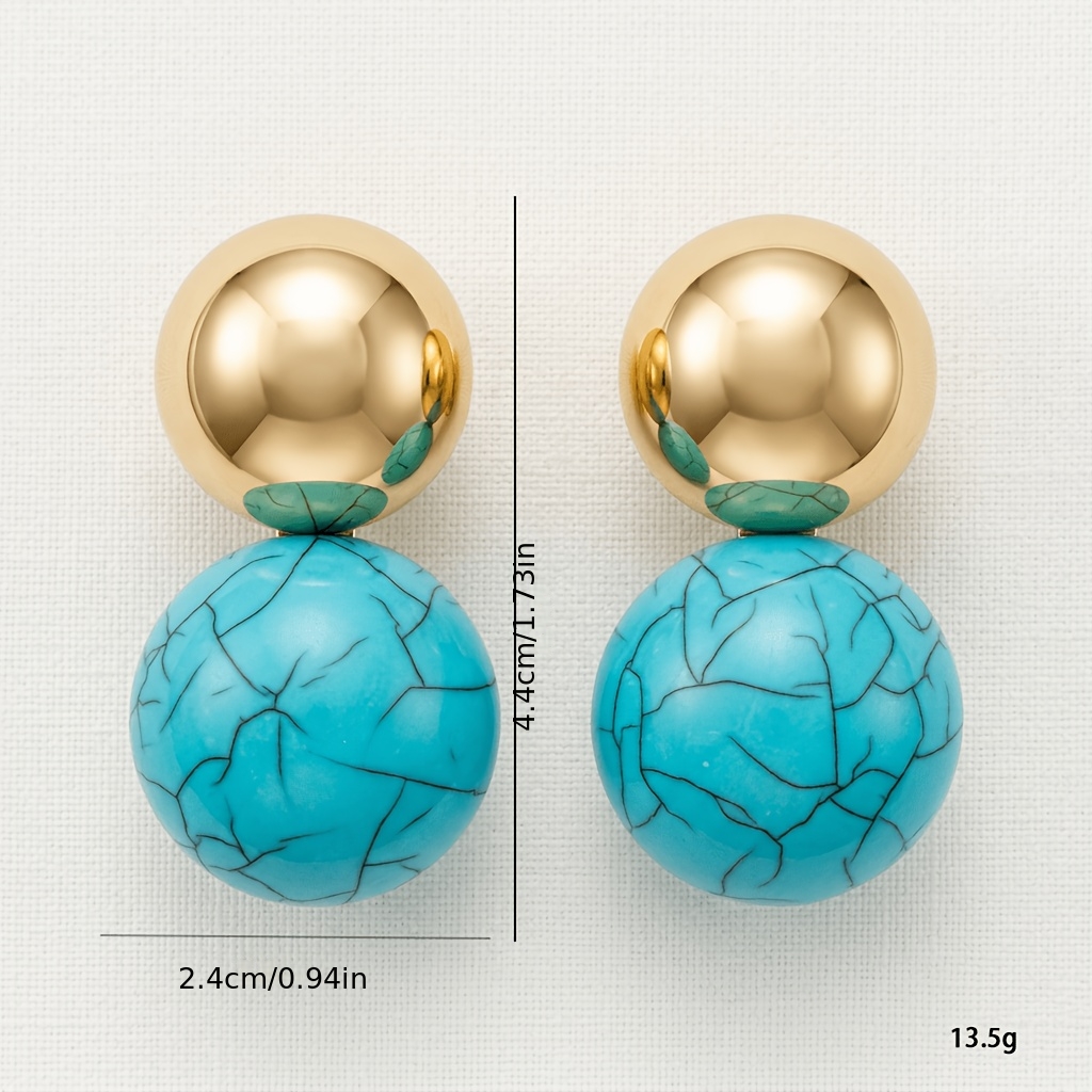 2pcs/Set Bohemian Style Geometric Round Pendant Stud Earrings