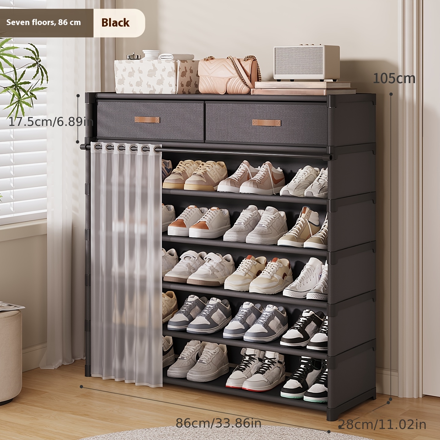 1pc Household Multi-functional Shoe Storage Rack, Indoor Large Capacity Shoe Rack, Independent Dust-proof Shoe Cabinet, Cabinet At The Entrance Hall, Suitable For Apartments, Dormitories, And