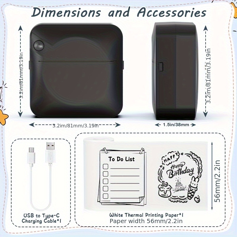 Black Portable Wireless Thermal Printer thumbnail 3