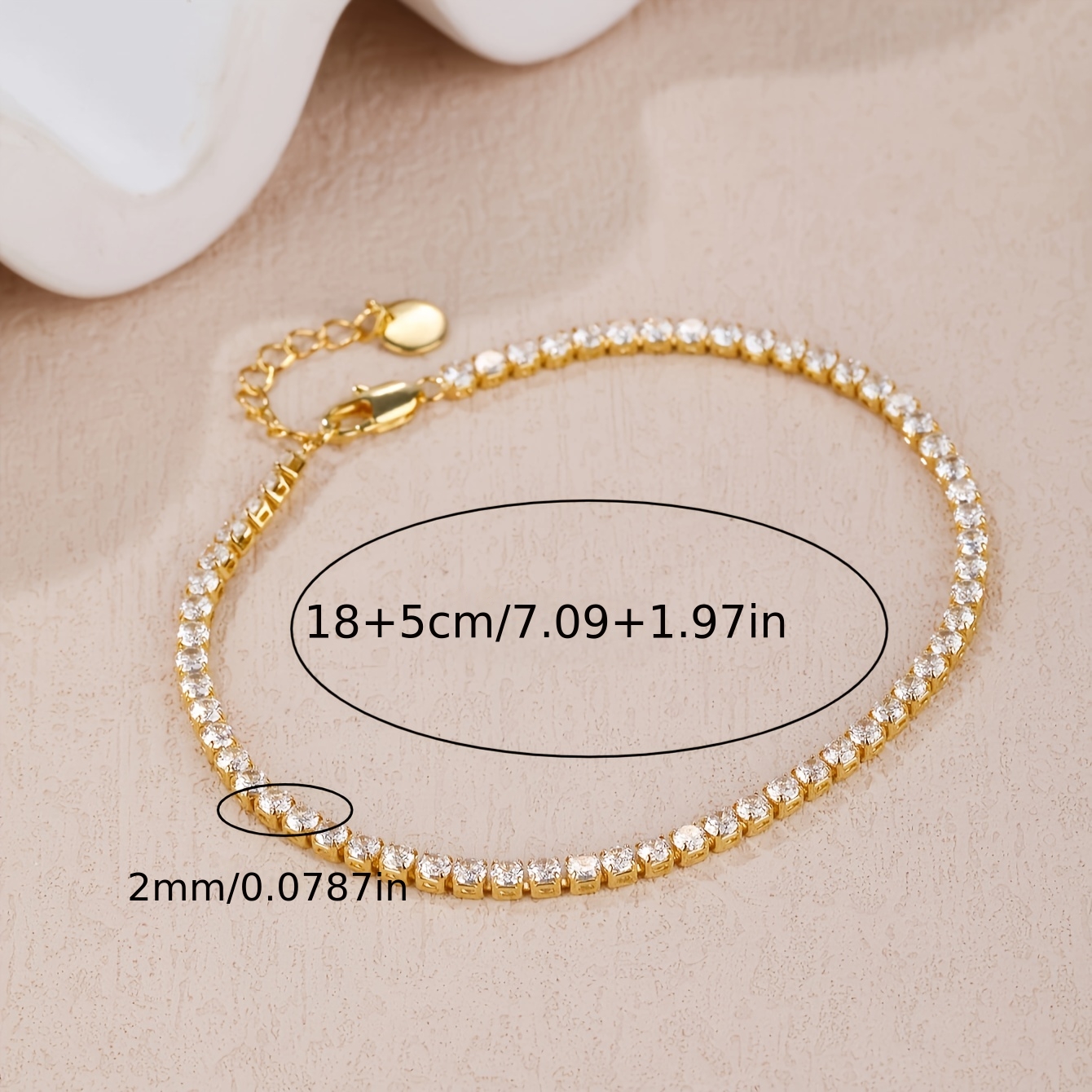 Image of Copper With 18k Gold Plated, Ladies' Synthetic Zirconia Bracelet, Golden , Gift For Girlfriend, Gift For Mom, Birthday Gift, Graduation Season Gift