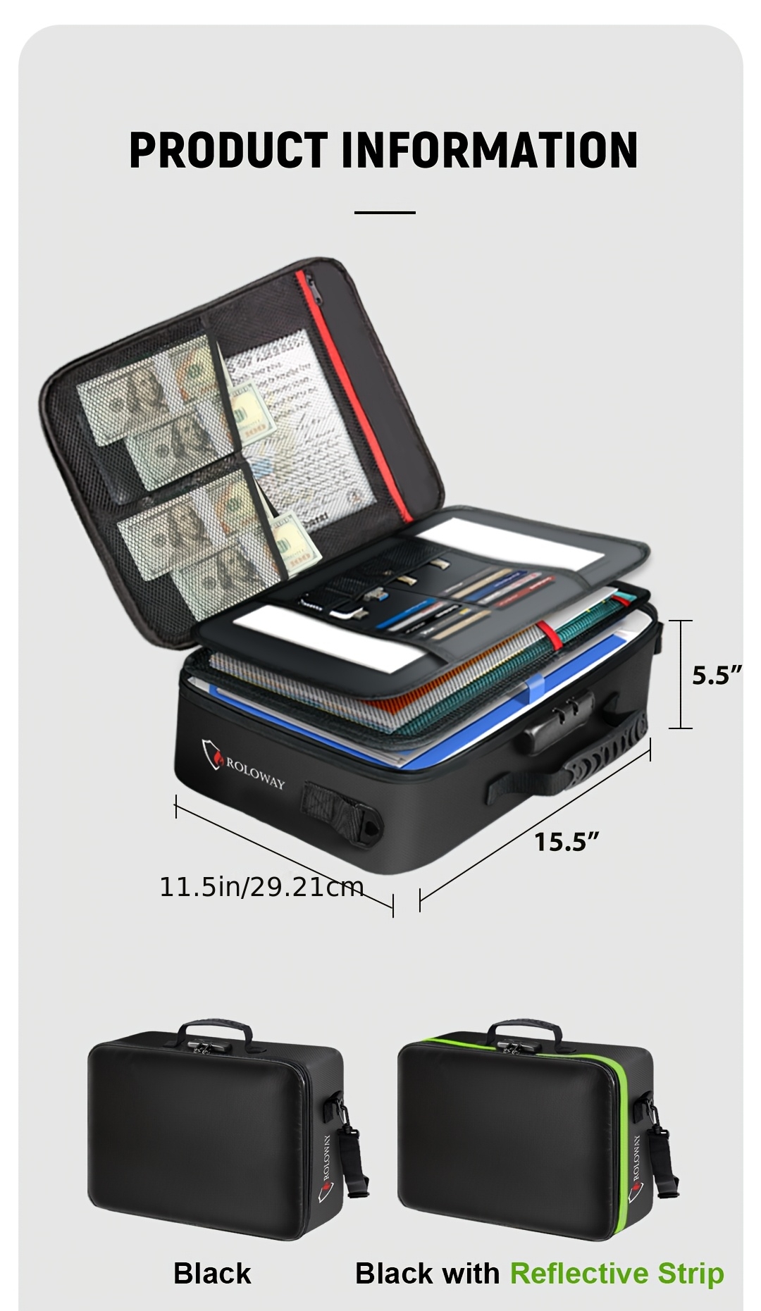 1pc Fireproof Document Bag With Lock & Reflective Strip (17 X 11.8 X 5 Inch), Important Document Storage Bag With Multi-Layer File Organizers Valentine'S Day 9 1pc Fireproof Document Bag With Lock & Reflective Strip (17 X 11.8 X 5 Inch), Important Document Storage Bag With Multi-Layer File Organizers Valentine'S Day