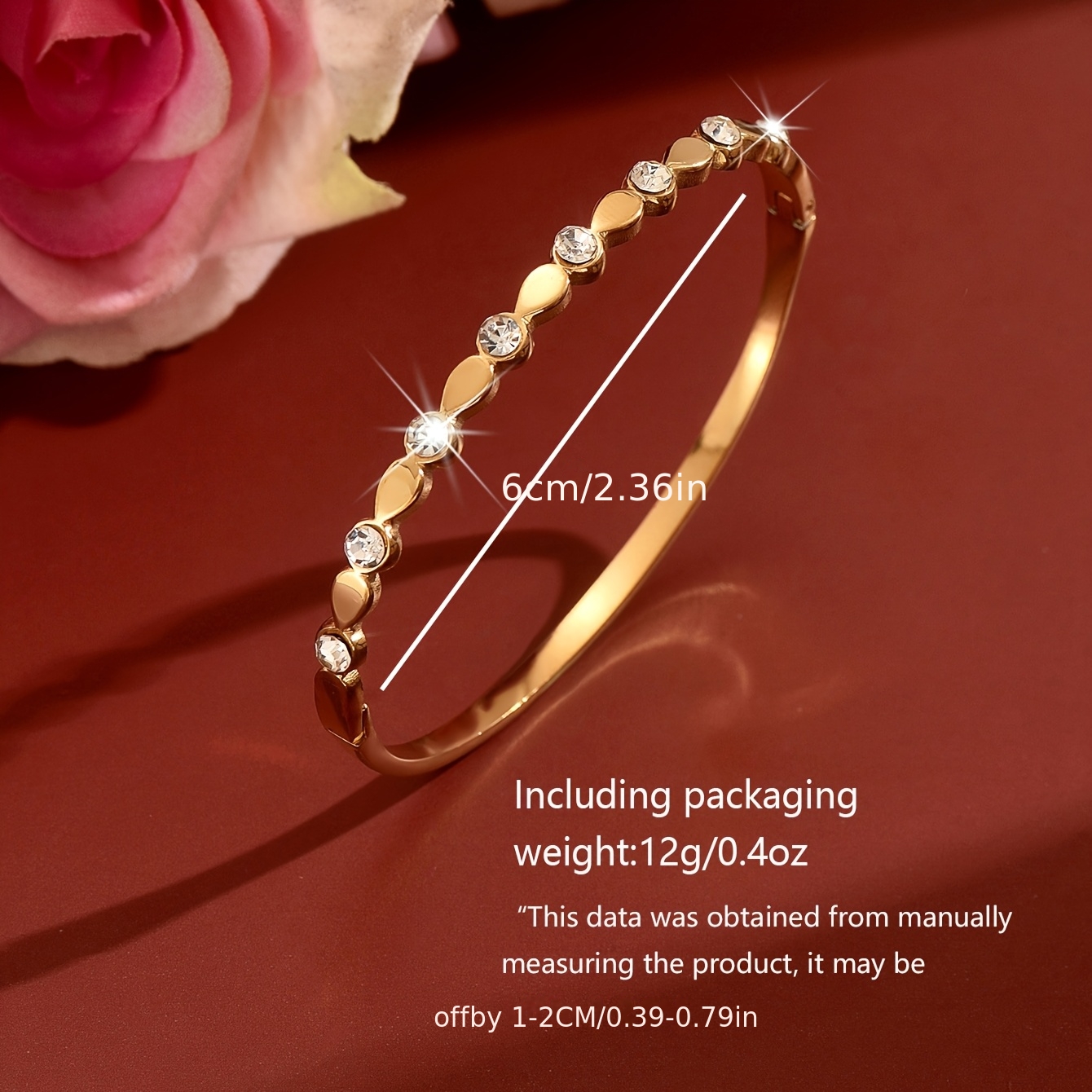 Women's Stainless Steel Teardrop Design Rhinestone Bangle