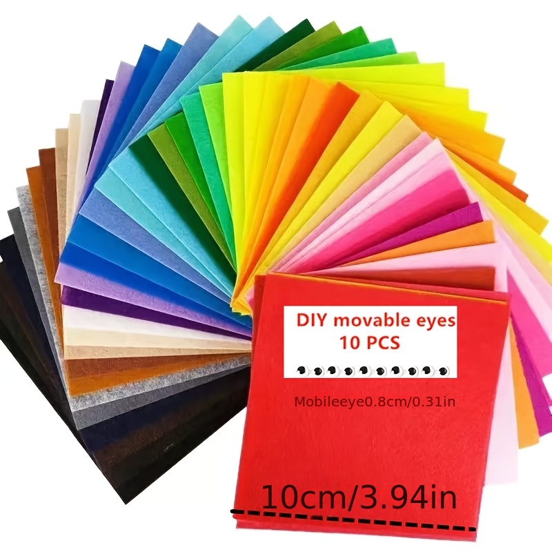 TEMU 40pcs Of 10cm Non-woven Felt Fabric With 5 Pairs Of Movable Eyes. The Felt Is 1mm Thick, Vibrant, And Soft, Suitable For All Kinds Of Diy