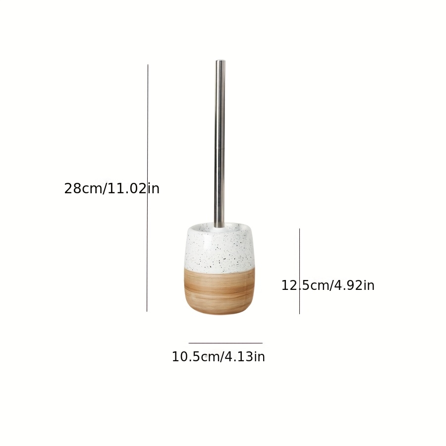 TEMU Scandinavian Style Toilet Brush Set With Base, Minimalist In , Ceramic Base Resistant To , Reusable Soft Bristle Cleaning Brush For Bathroom And