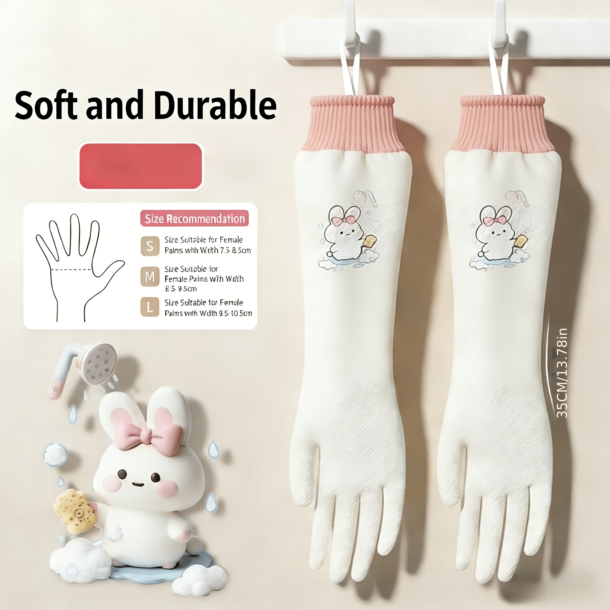 TEMU Saint , 1 Pair Latest Family Dingqing Cleaning Gloves, Comfortable Dishwashing Gloves, Home Kitchen, Durable Thick And Wear-resistant, Laundry,