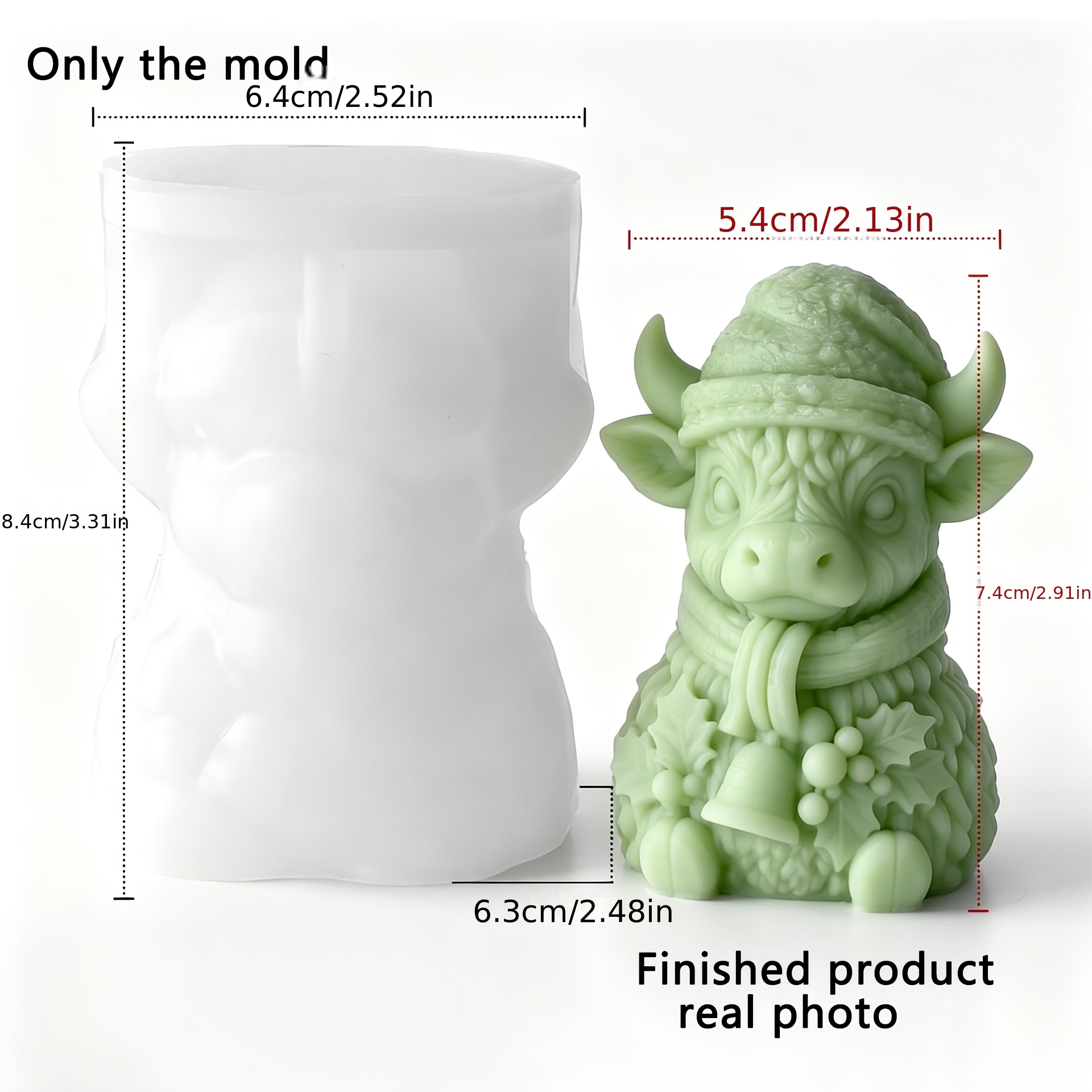 TEMU Jdh Silicone Christmas Highland Cow Shaped Mold, Easy To Demold, Reusable, Soft And Durable, Silicone Mold, Suitable For Resin Casting, Scented
