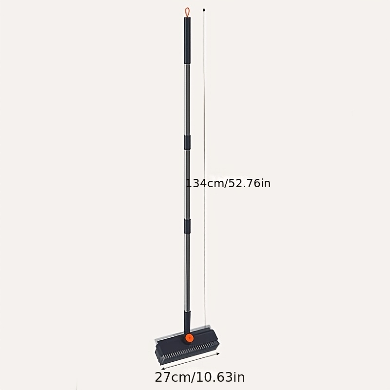 TEMU Meierya 3-in-1 Long Handle Floor Brush With Rotating Swivel Head And Squeegee, Featuring V-shaped Triangular Hard Dual-sided Bristles For Deep