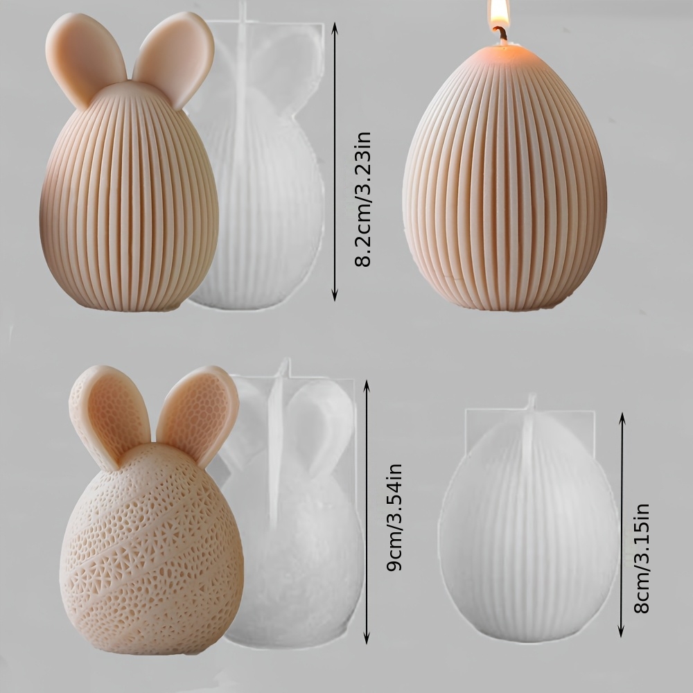 E-shop Silikonform für Ei, -Dekorationsform, inklusive gestreifter Hase, Doppelball-Hase, gemusterter Hase Eiform, DIY -Harzdekoration,