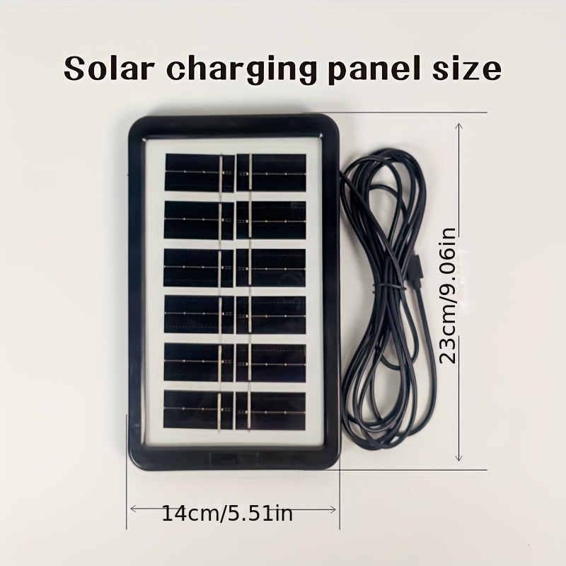 Panel solar de 3W con cable de 3 metros y caja de conversión de carga, más tres bombillas de bajo voltaje de 9W con cables de interruptor de 3 metros. Puede cargar teléfonos móviles. Adecuado para iluminación durante apagones, carga de emergencia de teléfonos, iluminación del hogar, iluminación