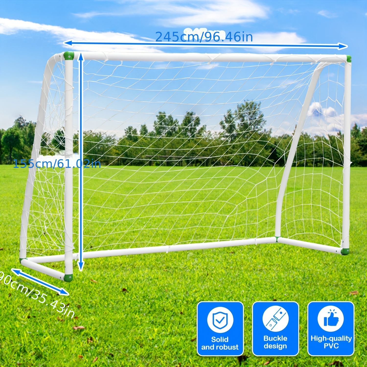 Football Goal Pvc Football Goal With Net, Suitable For , Parks, , Playgrounds, Backyards, Gardens, 180*120*80cm/245*155*90cm Pvc System