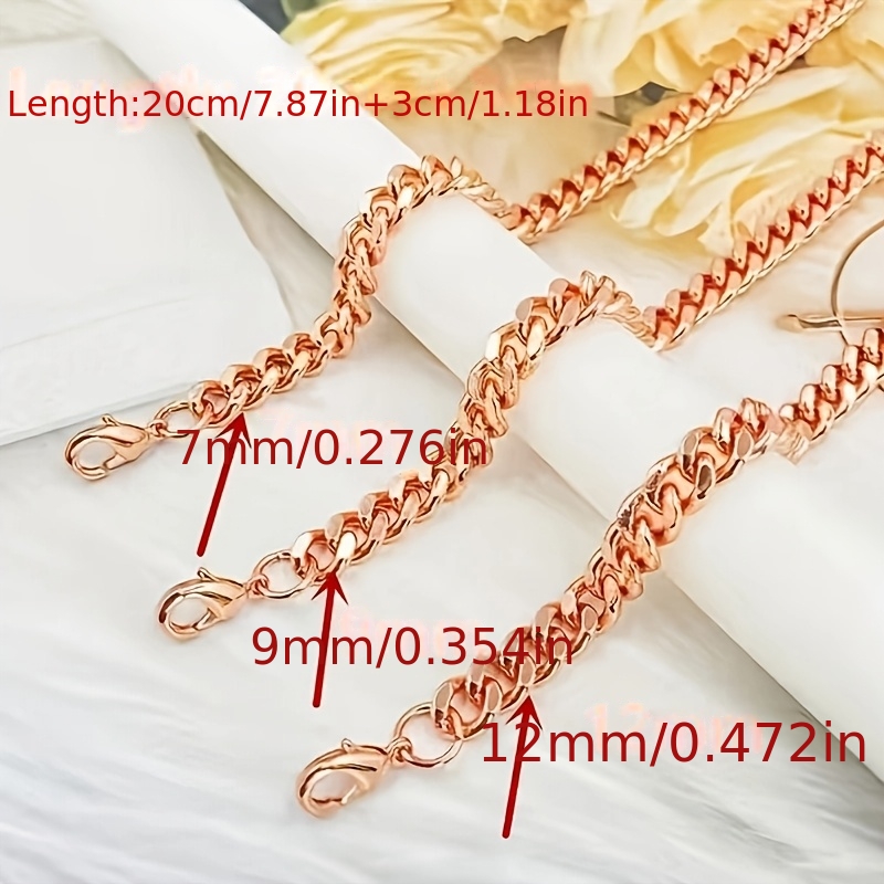 TEMU Fashion Cuban Link Bracelet 7mm, 9mm And 12mm Width Men And Women Bracelet Jewelry With Plating Craft Suitable For Daily Party Valentine's Day