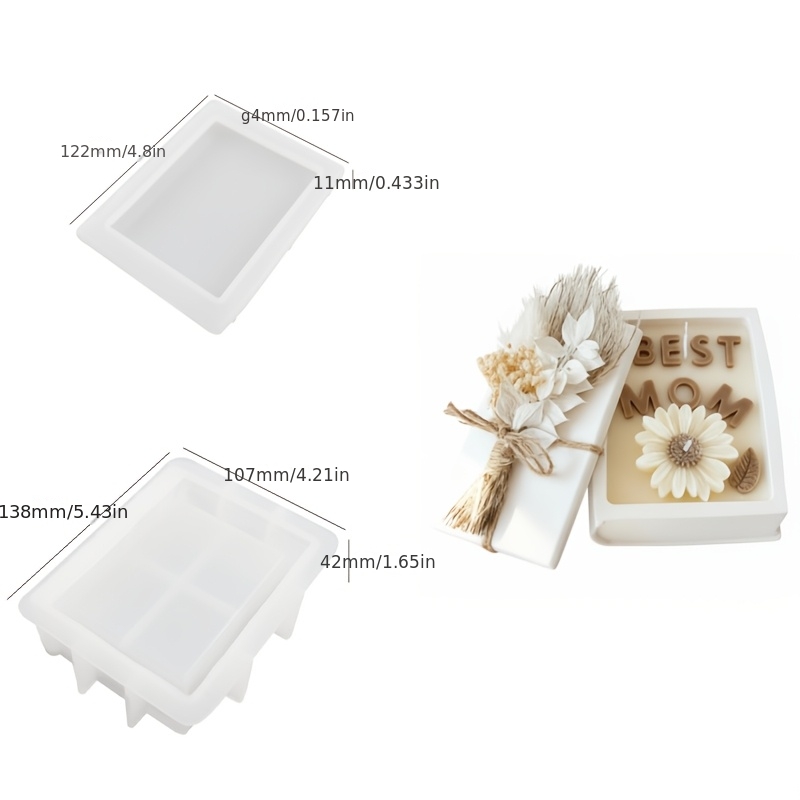 Image of 2pcs Resin Silicone Mold For Book Storage Box, Candle Bowl, Plaster Mold, Home Desktop Atmosphere Decoration, Holiday Gifts For Mother's Day, Handmade Crafts Silicone Mold
