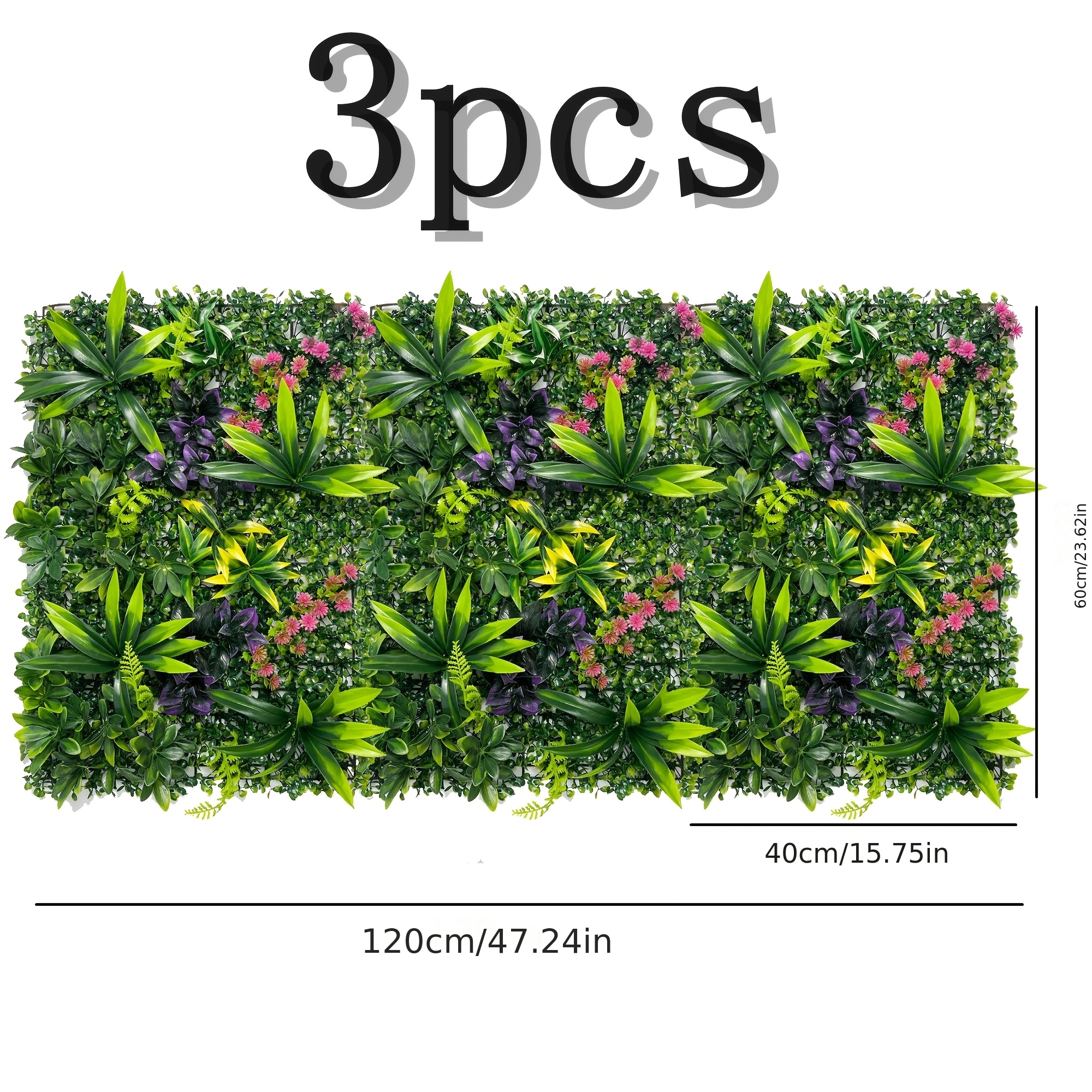 TEMU Panel de pared de helecho artificial - Pared de césped de planta simulada y vegetación, ideal para decoración de pared, , barandilla y pantalla.