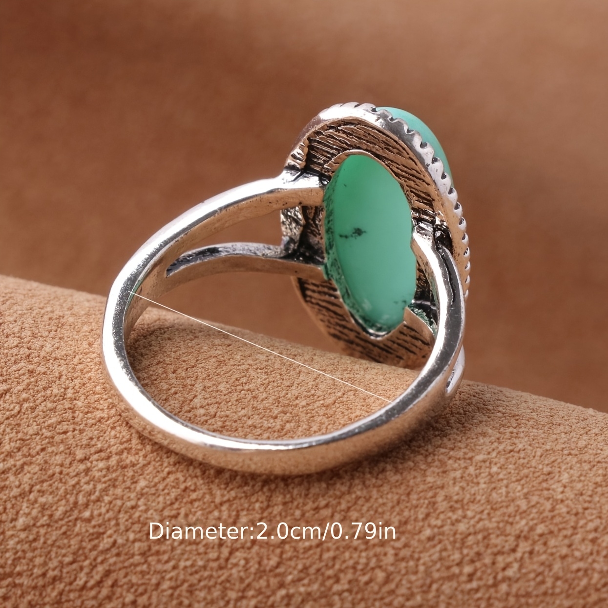 Vintage Oval Turquoise-Effect Printed Ring