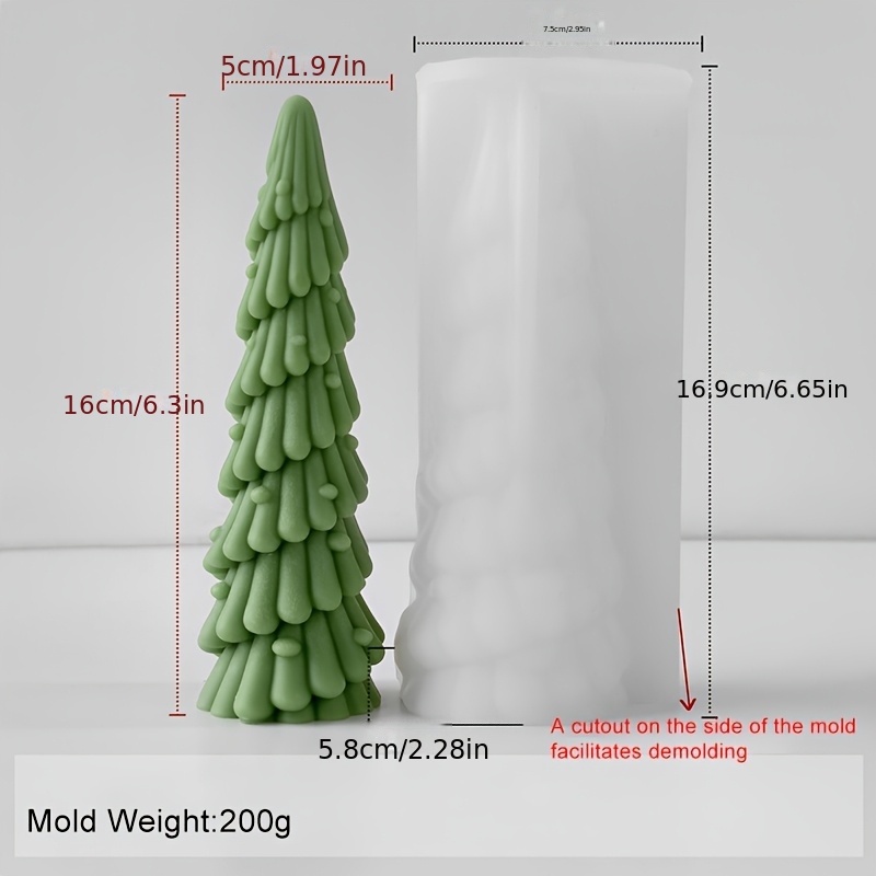 TEMU Stampo in silicone per candele albero di Natale, stampo in silicone per albero di Natale a gambo , stampo in gesso, stampo, ornamenti 3D a tema