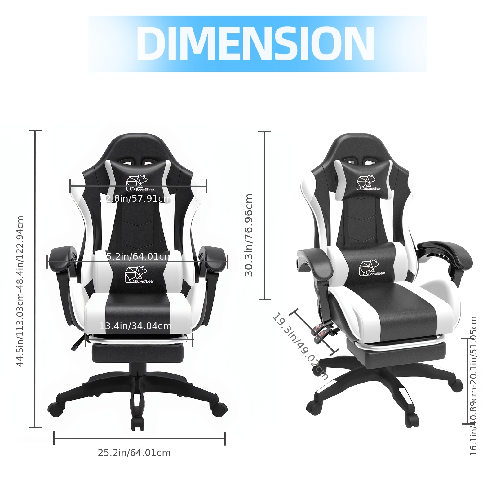 1pc Heavy-Duty Manual Recline E-Sports Chair Suitable for Adults & - Adjustable Footrest/Lumbar Support Gaming Desk Chair with Fixed Armrests, High-Padding Ergonomic Seat for Home Office Computer Chair, Modern for Home and Office Use - Image 7