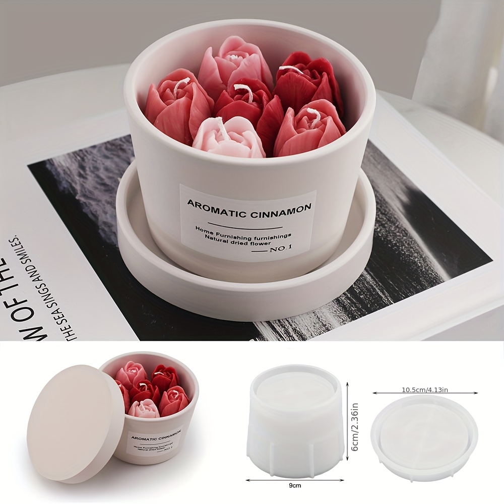 E-shop Silikonform für Ton 2 Stück Frische Blumentopf Silikonformen, Blumenstrauß Silikonform Set, Frischer Blumentopf Eimer Silikonform, Harz Gips