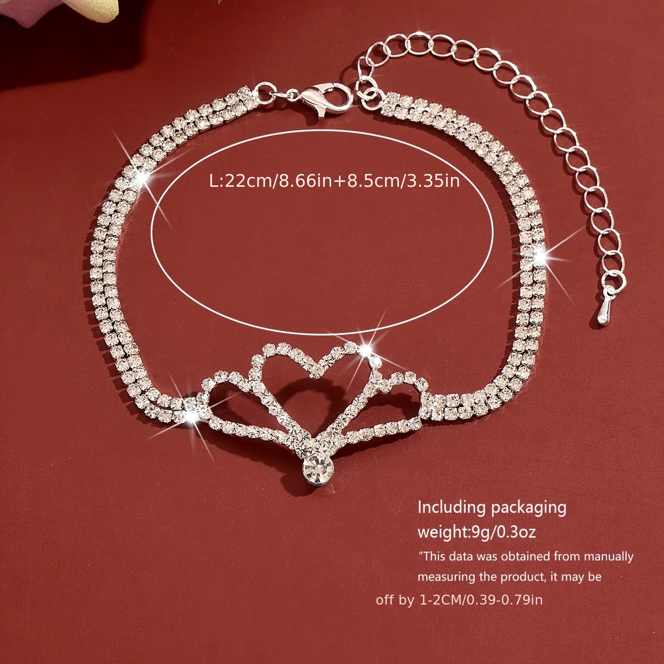 Unisex Heart Bracelet with Sparkling Inlay