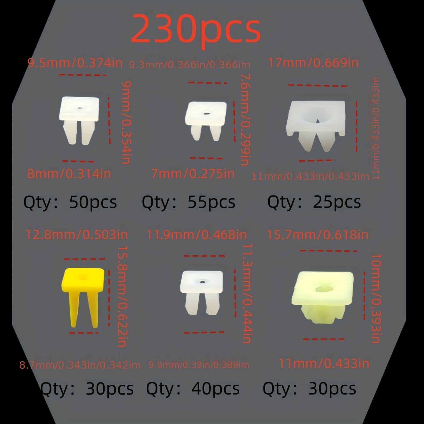 TEMU 230pcs Automotive Plastic Screw Base Block Screw Base Headlight Automobile License Plate Holder Fixing