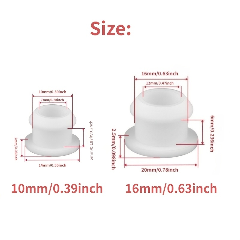 20pcs Set of Circular White Crash Pad - Plug - Inverted Buckle Groove Sealing Cover, with Buckle Design Sealing Pad | Plug | Gasket and Plug, Two Sizes (16mm/0.63 Inch, 10mm/0.39 Inch)