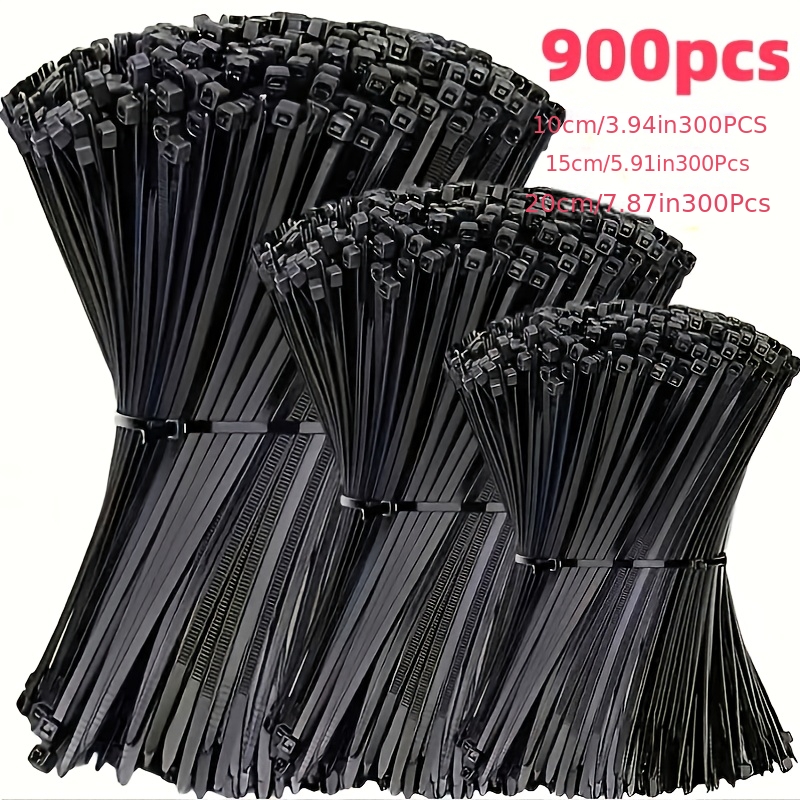 TEMU stringicavo autobloccanti in nylon per carichi pesanti da 900 pezzi, nere, tre misure: 4 pollici, 6 pollici, 8 pollici, per soddisfare diverse