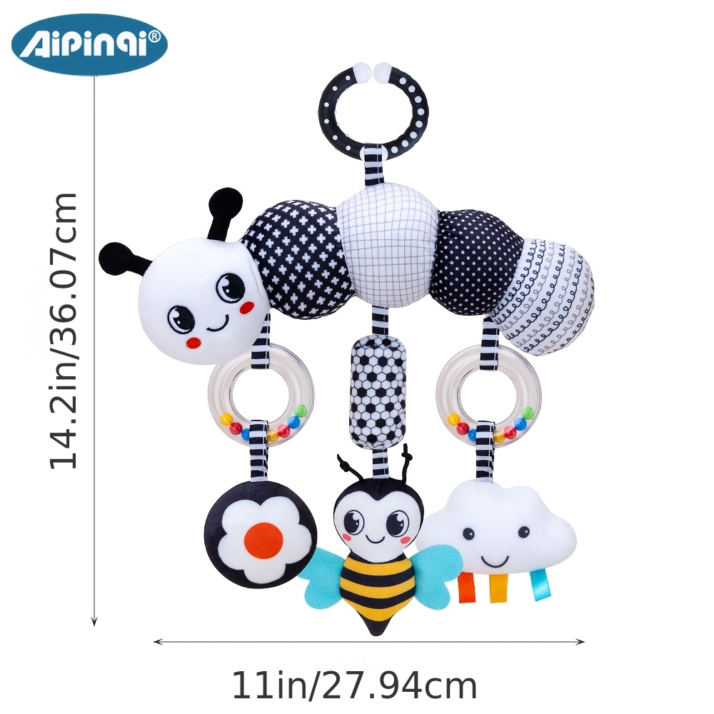 Image of Black And Chime 0+ Infant Toy Hanging Decoration Holiday Gift And Birth Gift Cute Animal Design Gift Option Suitable For Baby Car Toy Accessories And Stroller Or Crib Toy Hanging Decorations